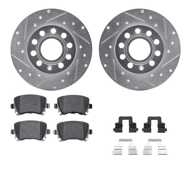 R1 Concepts WGYH1-74084 eLINE Rotor - Drilled & Slotted - Silver W/ Semi-Met Pads